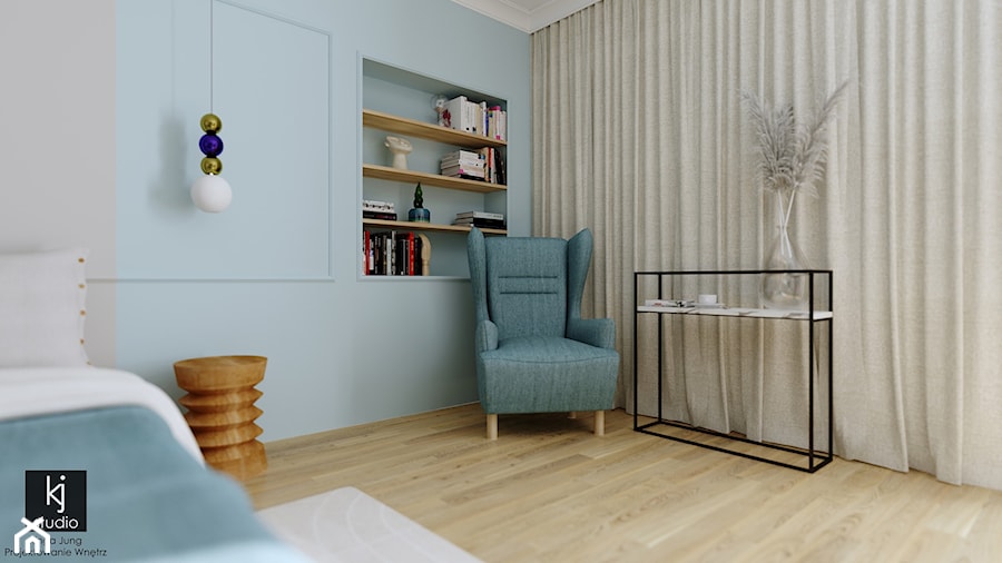 Sypialnia w błękicie i różu - Sypialnia, styl nowoczesny - zdjęcie od KJ Studio Projektowanie wnętrz