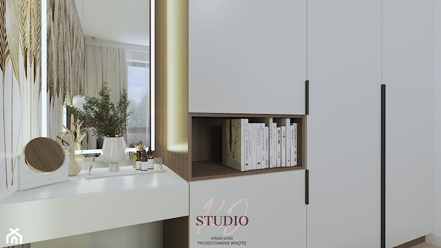 Przytulne i eleganckie mieszkanie - sypialnia (Oświęcim) - Sypialnia, styl nowoczesny - zdjęcie od KJ Studio Projektowanie wnętrz