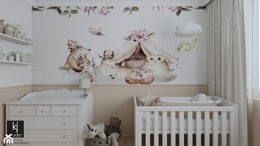 Pokój dziecięcy z brzoskwiniowym akcentem - Pokój dziecka, styl tradycyjny - zdjęcie od KJ Studio Projektowanie wnętrz
