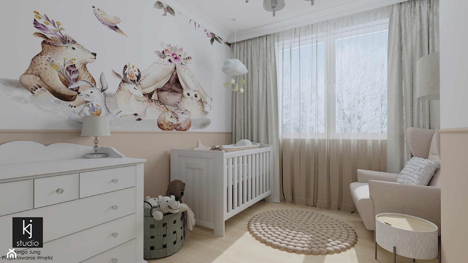 Pokój dziecięcy z brzoskwiniowym akcentem - Pokój dziecka, styl tradycyjny - zdjęcie od KJ Studio Projektowanie wnętrz - Homebook