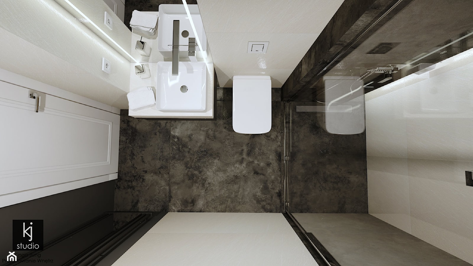 Minimalistyczna łazienka - Łazienka, styl nowoczesny - zdjęcie od KJ Studio Projektowanie wnętrz - Homebook