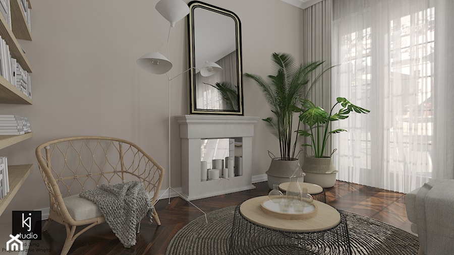 Salon i sypialnia w stylu francuskim - Salon, styl vintage - zdjęcie od KJ Studio Projektowanie wnętrz