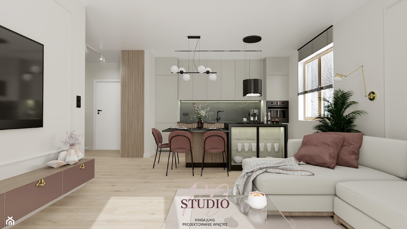Salon w stylu modern classic (Mieszkanie w Bielsku-Białej) - Salon, styl nowoczesny - zdjęcie od KJ Studio Projektowanie wnętrz - Homebook