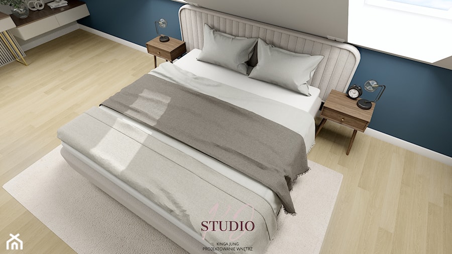 Nowoczesna sypialnia na poddaszu (Pisarzowice) - Sypialnia, styl nowoczesny - zdjęcie od KJ Studio Projektowanie wnętrz