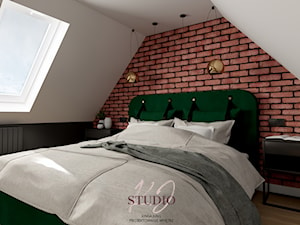 Sypialnia na poddaszu w industrialnym stylu (Oświęcim) - Sypialnia, styl industrialny - zdjęcie od KJ Studio Projektowanie wnętrz