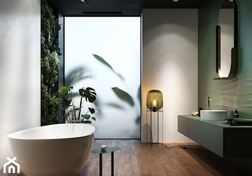 GREEN SHOW - Średnia jako pokój kąpielowy z lustrem ze szkłem na ścianie łazienka, styl nowoczesny - zdjęcie od Opoczno