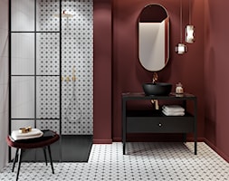 PATCHWORK CLOVER MIRAGE - Średnia biała czarna szara czerwona łazienka w bloku w domu jednorodzinnym ... - zdjęcie od Opoczno - Homebook