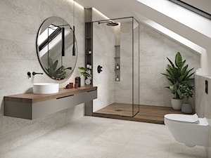 MEER - Średnia na poddaszu łazienka z oknem, styl industrialny - zdjęcie od Opoczno