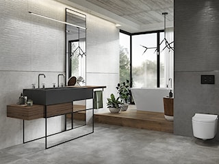 Płytki à la beton w 6 zaskakujących odsłonach – zobacz naturalne i przytulne aranżacje łazienek