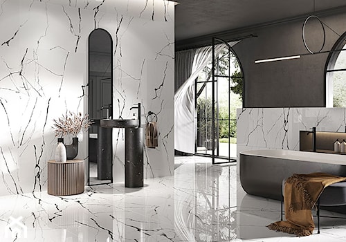 ETERNAL - Duża jako pokój kąpielowy z lustrem łazienka z oknem, styl nowoczesny - zdjęcie od Opoczno