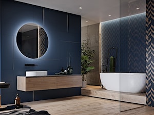 LOVE YOU NAVY BLUE - Duża z punktowym oświetleniem łazienka, styl nowoczesny - zdjęcie od Opoczno