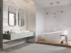 SELINA - Duża biała beżowa łazienka w domu jednorodzinnym z oknem, styl nowoczesny - zdjęcie od Opoczno