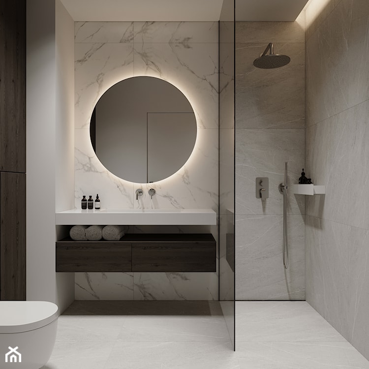 Minimalistyczna łazienka z marmurem