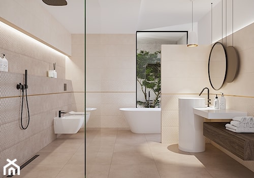 AREGO TOUCH - Średnia łazienka z oknem, styl nowoczesny - zdjęcie od Opoczno