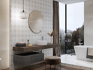 PATCHWORK FLORES - Duża łazienka z oknem, styl nowoczesny - zdjęcie od Opoczno