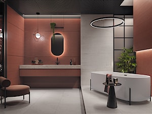 CLARET - Duża szara łazienka w bloku w domu jednorodzinnym jako salon kąpielowy, styl industrialny - zdjęcie od Opoczno