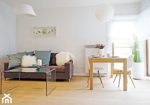 Mieszkanie w Poznaniu - Średni biały salon z jadalnią, styl nowoczesny - zdjęcie od Monika Kowalczyk Home Design