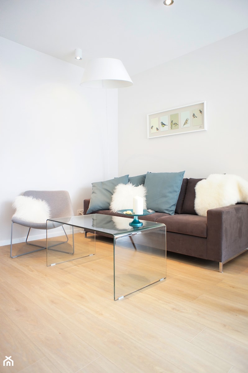 Mieszkanie w Poznaniu - Mały biały salon, styl nowoczesny - zdjęcie od Monika Kowalczyk Home Design