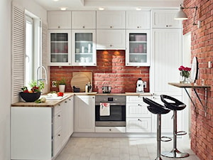 Kuchnia - Mała średnia otwarta z zabudowaną lodówką kuchnia w kształcie litery l z oknem, styl nowoczesny - zdjęcie od Castorama