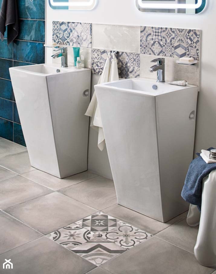 Łazienka - Mała bez okna z lustrem z dwoma umywalkami łazienka, styl nowoczesny - zdjęcie od Castorama - Homebook