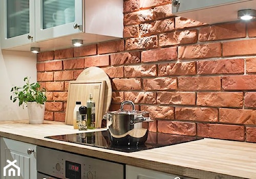 Kuchnia - Mała zamknięta biała z zabudowaną lodówką kuchnia jednorzędowa, styl skandynawski - zdjęcie od Castorama