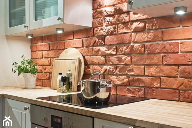 Kuchnia - Mała zamknięta biała z zabudowaną lodówką kuchnia jednorzędowa, styl skandynawski - zdjęcie od Castorama