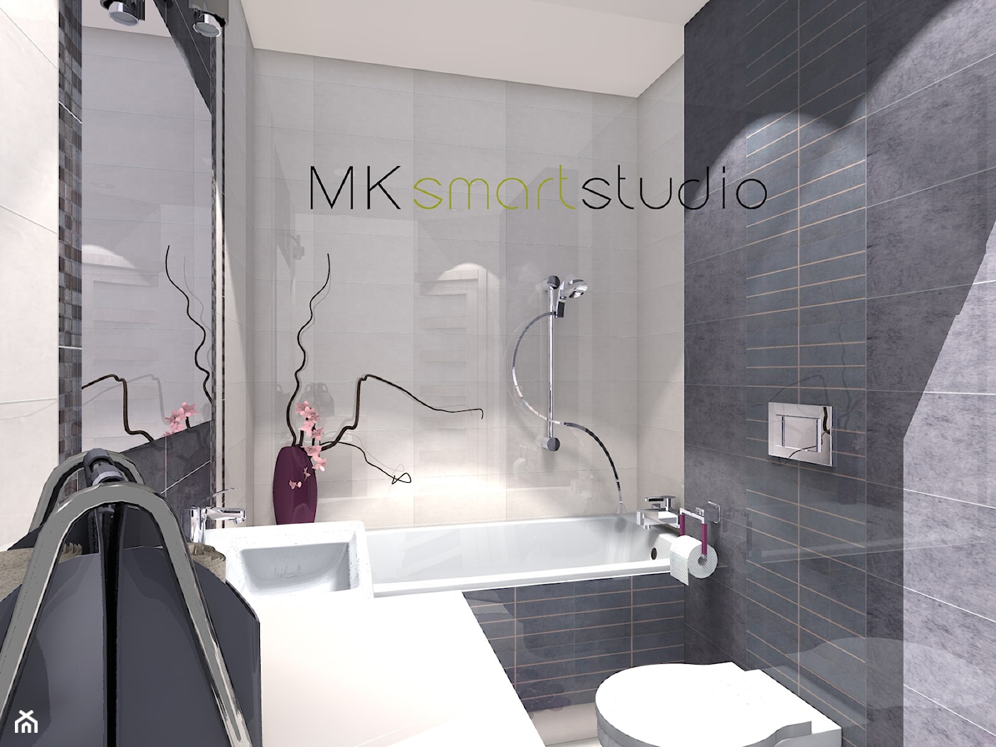 Od projektu do realizacji szarej nowoczesnej łazienki - Łazienka, styl nowoczesny - zdjęcie od MKsmartstudio - Homebook