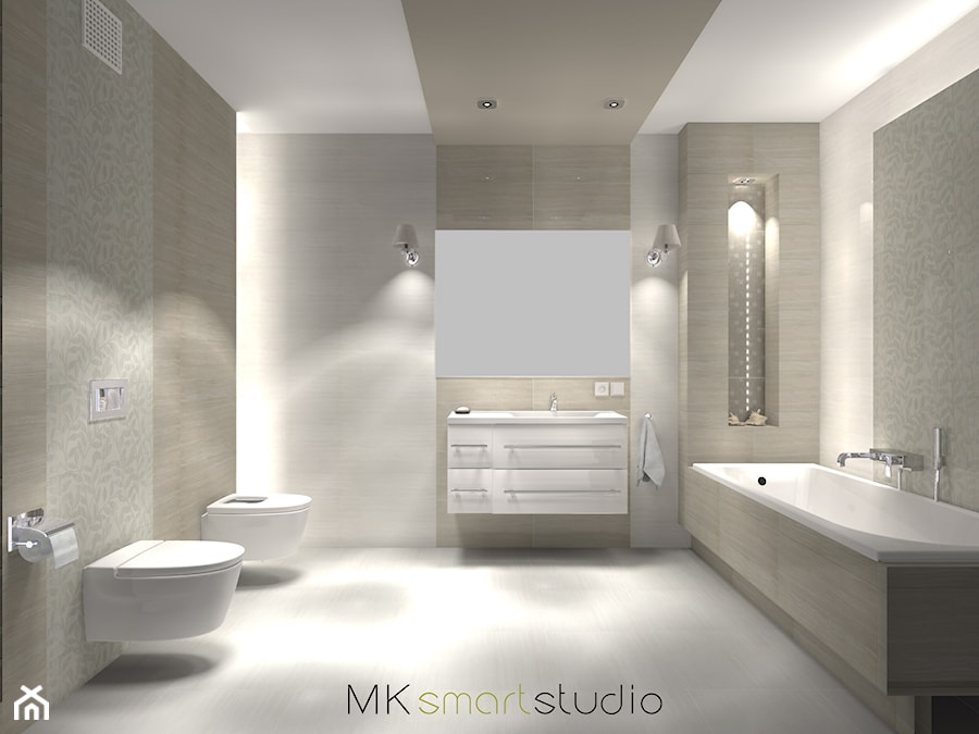 Stonowana popielata łazienka - Łazienka, styl nowoczesny - zdjęcie od MKsmartstudio
