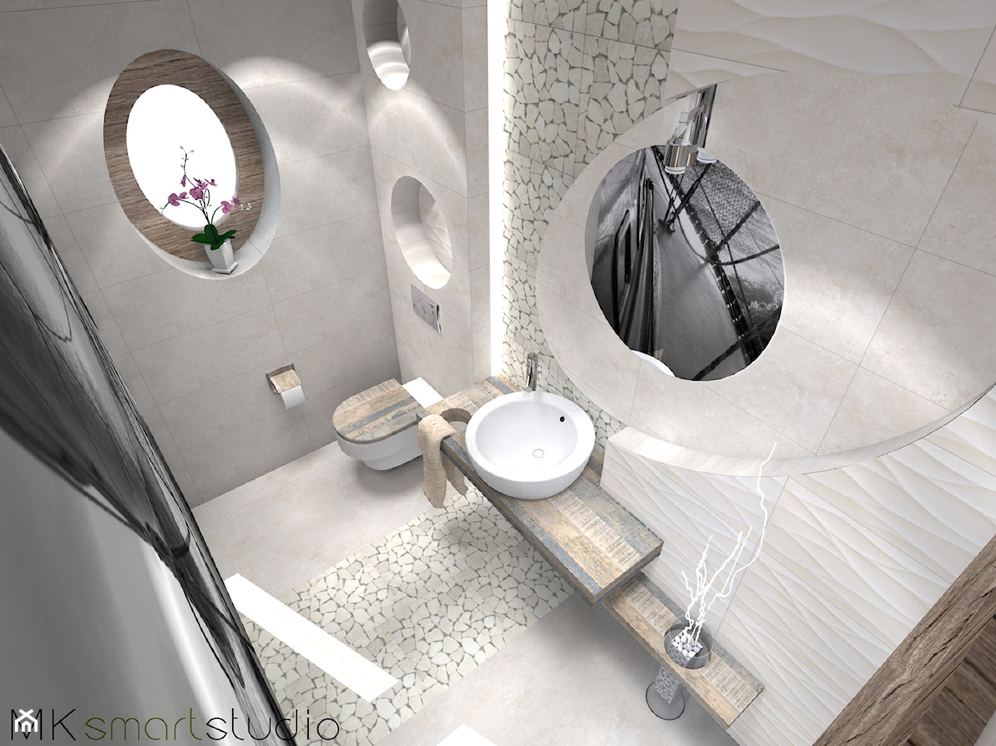 Beżowe klimaty łazienki i wc... - Łazienka, styl nowoczesny - zdjęcie od MKsmartstudio - Homebook