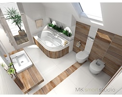 łazienka drewno i biel