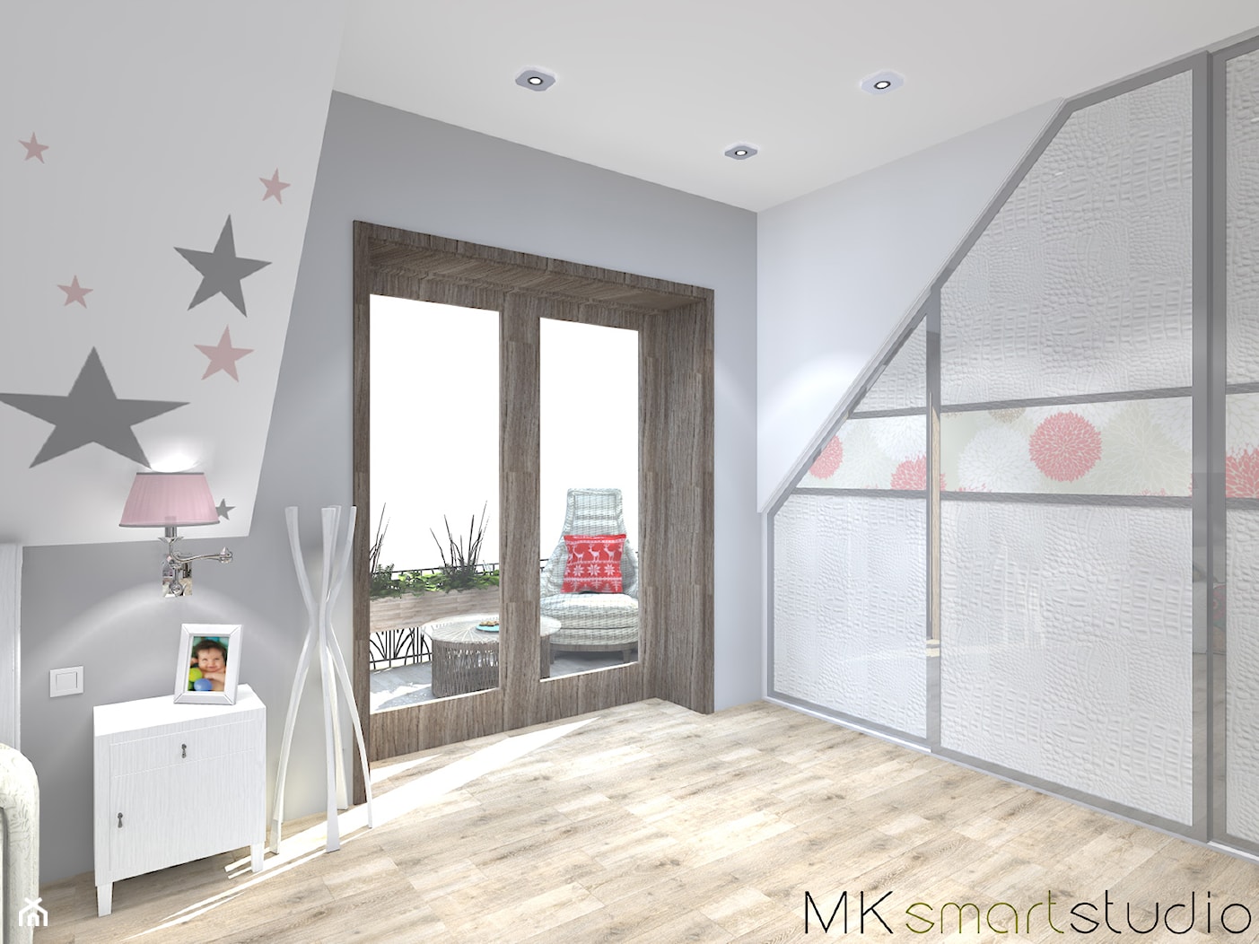 Sypialnia połączona z kącikiem dla noworodka - Sypialnia, styl skandynawski - zdjęcie od MKsmartstudio - Homebook
