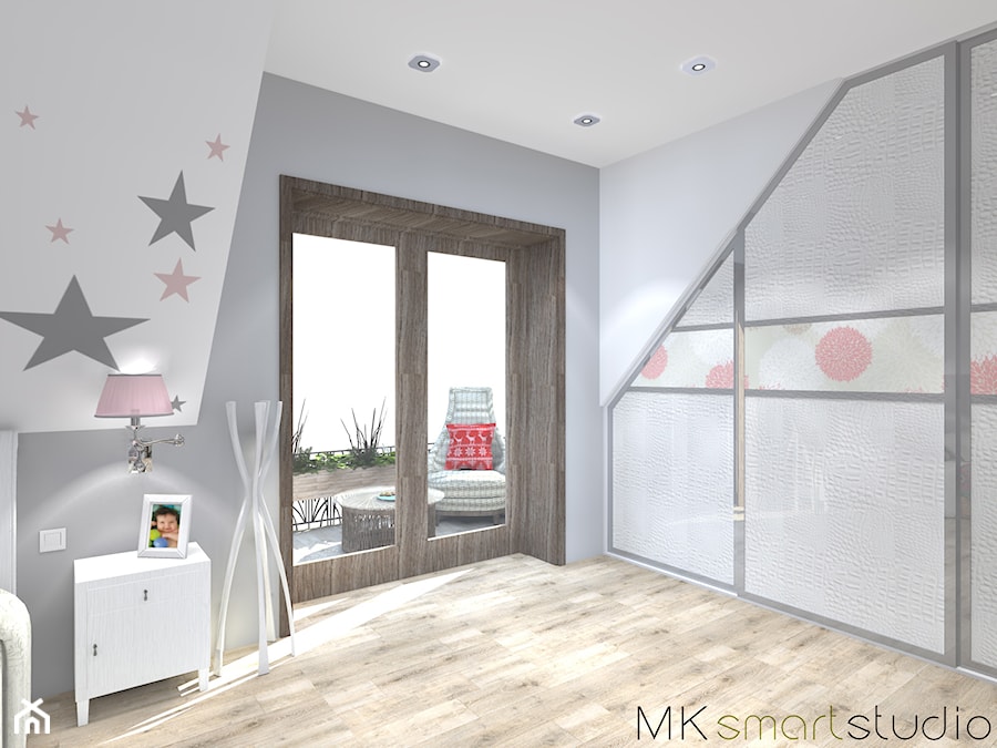 Sypialnia połączona z kącikiem dla noworodka - Sypialnia, styl skandynawski - zdjęcie od MKsmartstudio