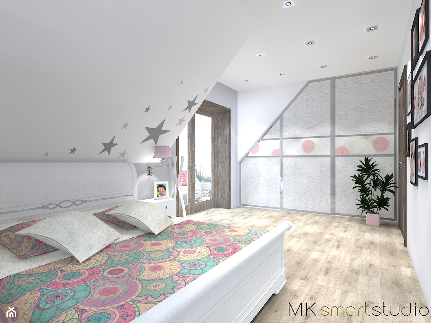 Sypialnia połączona z kącikiem dla noworodka - Sypialnia, styl skandynawski - zdjęcie od MKsmartstudio - Homebook