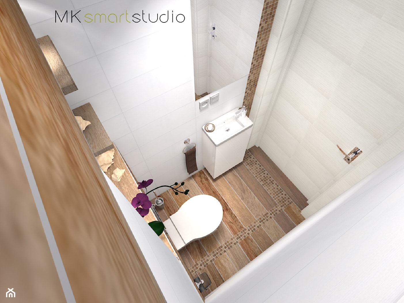 Mini wc w stylu skandynawskim - Mała bez okna łazienka, styl skandynawski - zdjęcie od MKsmartstudio - Homebook