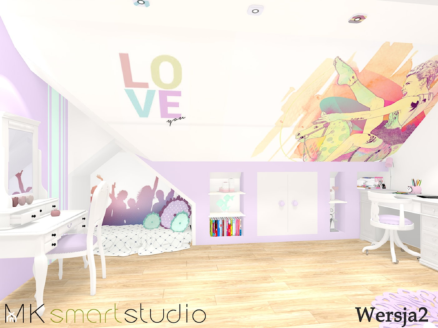 Aranżacja pokoju dziewczynki w pięknych pastelowych kolorach - Pokój dziecka, styl glamour - zdjęcie od MKsmartstudio - Homebook