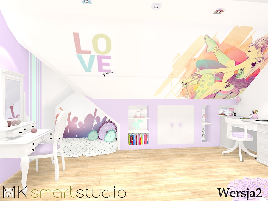 Aranżacja pokoju dziewczynki w pięknych pastelowych kolorach - Pokój dziecka, styl glamour - zdjęcie od MKsmartstudio