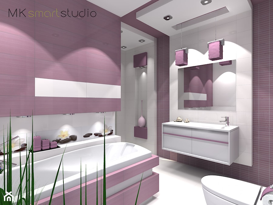 Fioletowa nowoczesna łazienka - Łazienka, styl nowoczesny - zdjęcie od MKsmartstudio