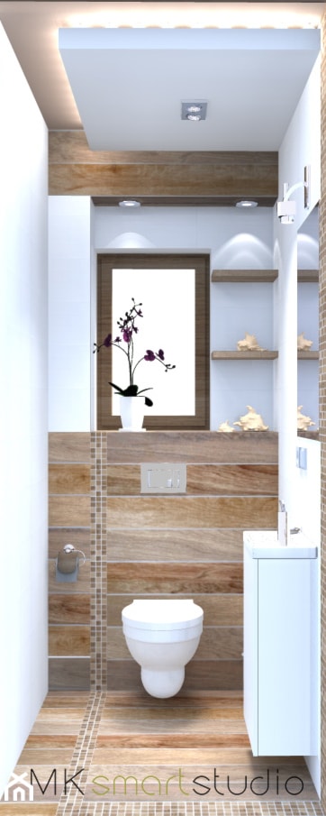 Mini wc w stylu skandynawskim - Mała łazienka z oknem, styl skandynawski - zdjęcie od MKsmartstudio - Homebook