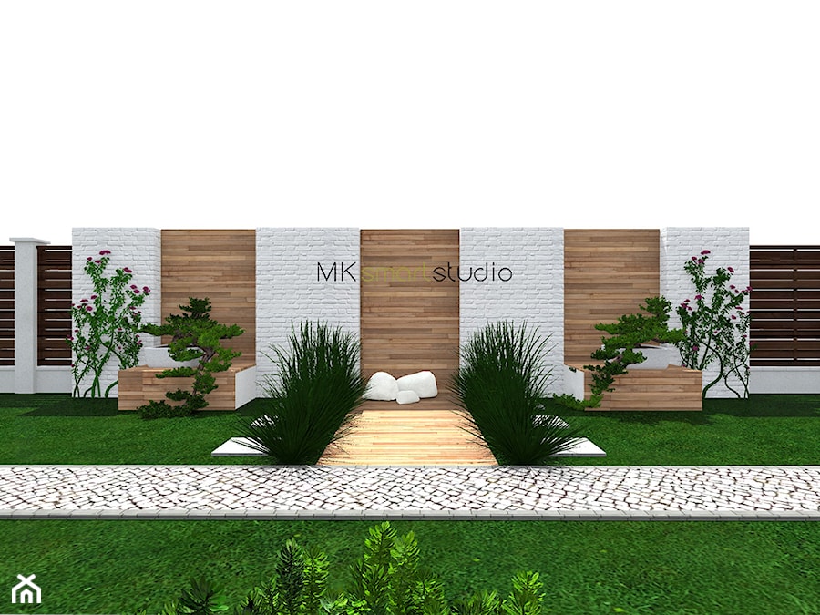 Projekt ogrodu nowoczesnego - ''Siła kosodrzewiny'' - Ogród, styl nowoczesny - zdjęcie od MKsmartstudio