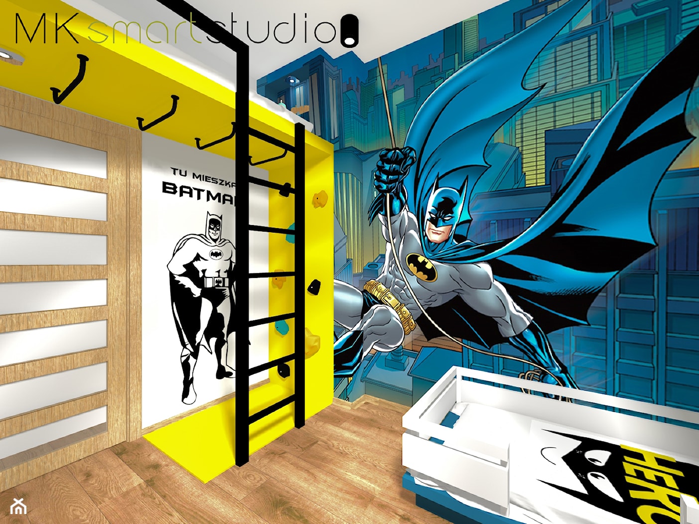 Aranżacja pokoju dla dwóch chłopców fanów BATMANA - Pokój dziecka, styl nowoczesny - zdjęcie od MKsmartstudio - Homebook