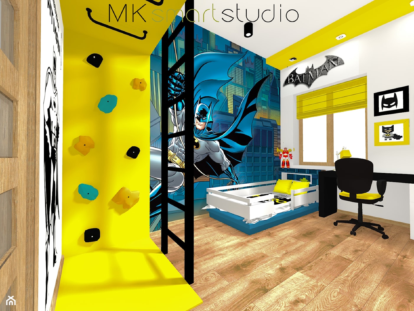 Aranżacja pokoju dla dwóch chłopców fanów BATMANA - Pokój dziecka, styl nowoczesny - zdjęcie od MKsmartstudio - Homebook