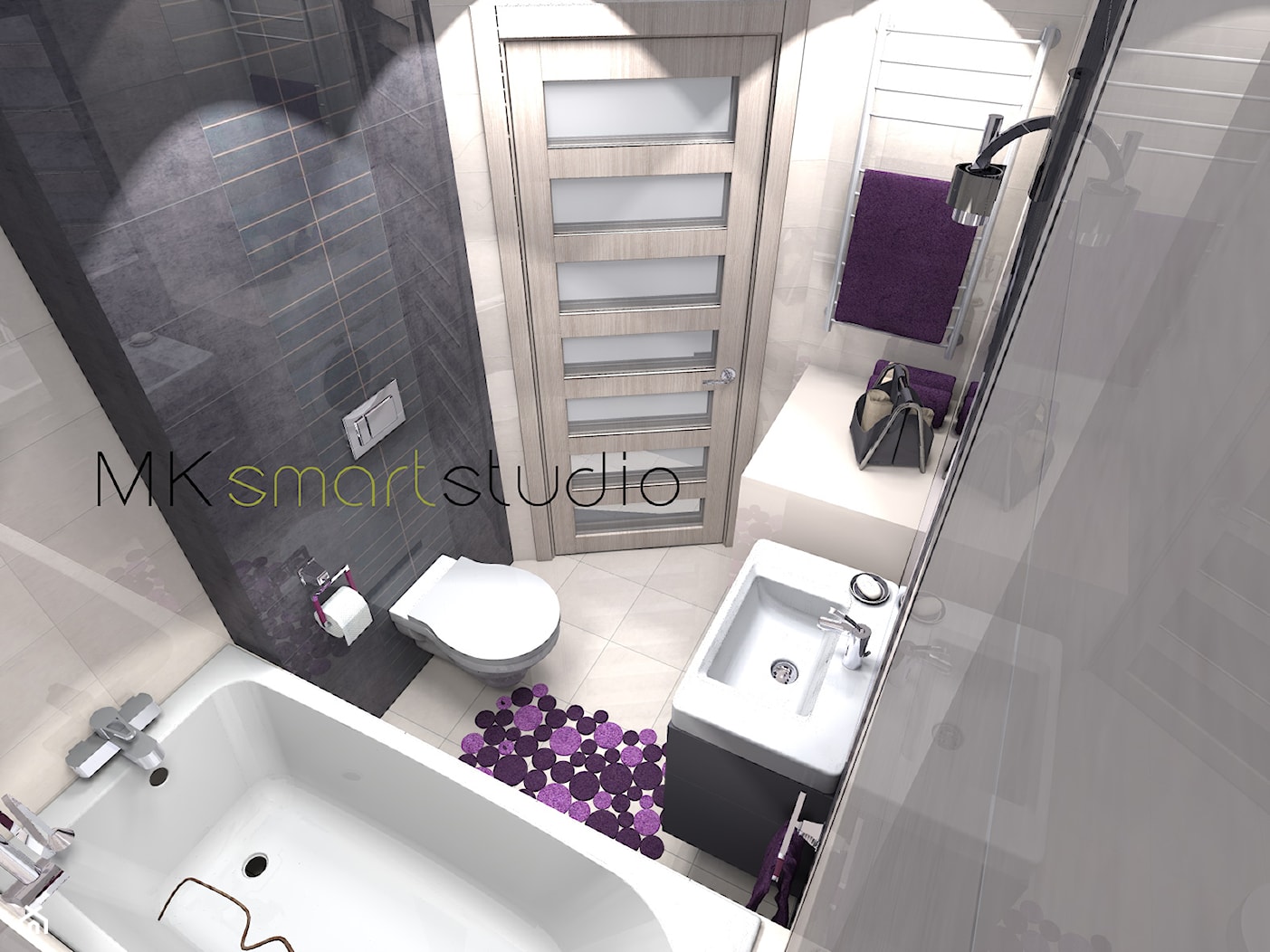 Od projektu do realizacji szarej nowoczesnej łazienki - Mała bez okna łazienka, styl nowoczesny - zdjęcie od MKsmartstudio - Homebook