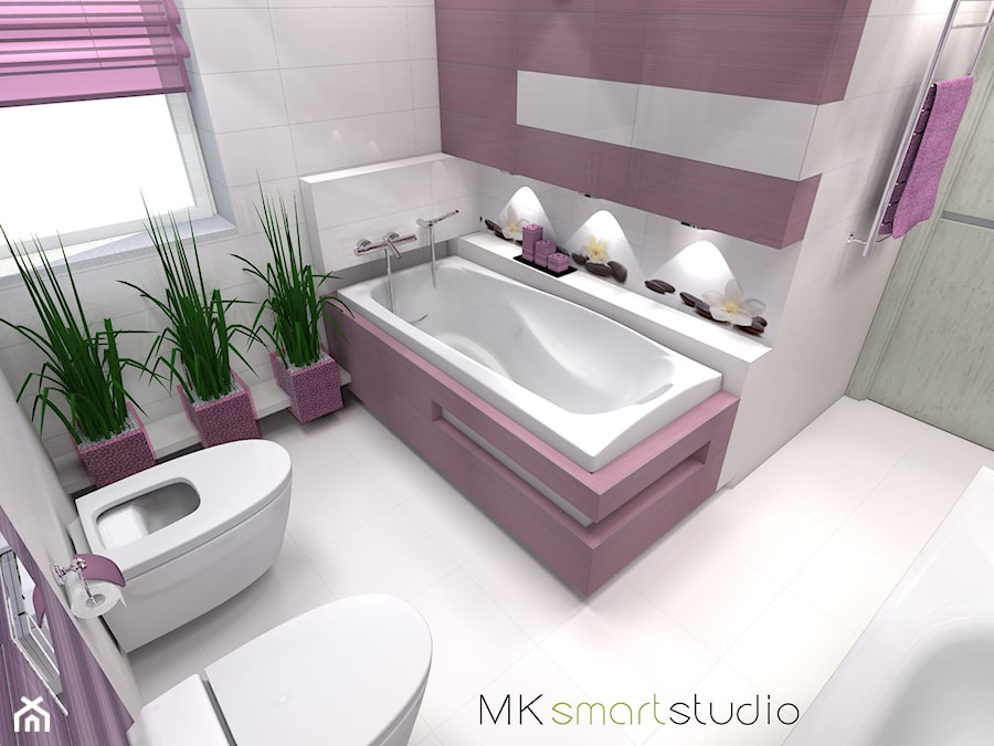 Fioletowa nowoczesna łazienka - Łazienka, styl nowoczesny - zdjęcie od MKsmartstudio