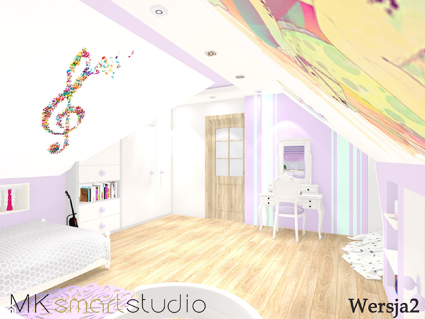 Aranżacja pokoju dziewczynki w pięknych pastelowych kolorach - Pokój dziecka, styl glamour - zdjęcie od MKsmartstudio - Homebook