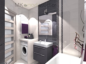 Od projektu do realizacji szarej nowoczesnej łazienki - Mała bez okna z pralką / suszarką łazienka, styl nowoczesny - zdjęcie od MKsmartstudio