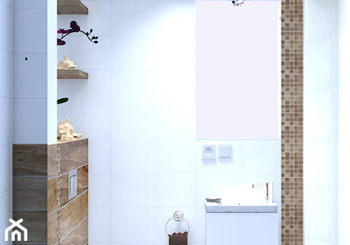 Mini wc w stylu skandynawskim - Mała bez okna z lustrem z punktowym oświetleniem łazienka, styl skandynawski - zdjęcie od MKsmartstudio