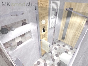 Nowoczesna szara łazienka z heksagonalnym dekorem firmy Geotiles kolekcja Obi - zdjęcie od MKsmartstudio