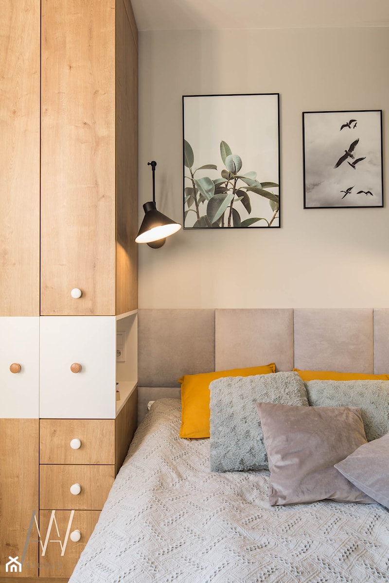 BOHO SPOKO, EKLEKTYCZNIE - Mała szara sypialnia, styl nowoczesny - zdjęcie od AAW studio