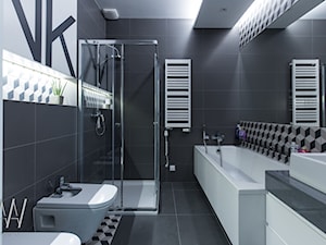 Ponadczasowa elegancja - Średnia bez okna z lustrem z punktowym oświetleniem łazienka, styl nowoczesny - zdjęcie od AAW studio