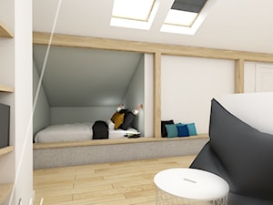 Adaptacja poddasza - Mała szara sypialnia, styl nowoczesny - zdjęcie od AAW studio